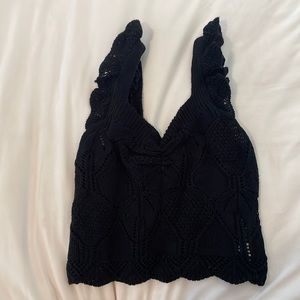 Black knitted crop top